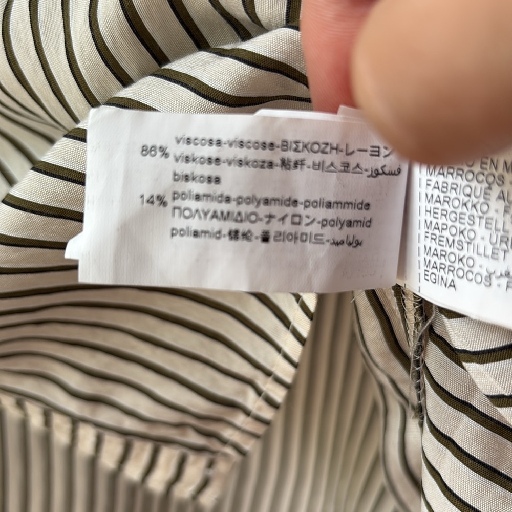 Zara Deep army green and ivory Striped Shirt. Sz L. EUC. - Picture 7 of 7